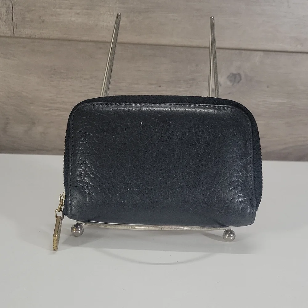 Vintage Coach Black Pebble Leather Zip-Around Leather Wallet